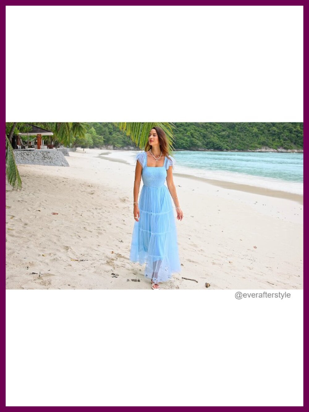 Women's Summer Smocked Midi Tulle Dress - Picture 6 of 6